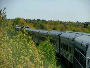 Looking back along the train