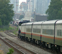 The Rocky Mountaineer on the outskirts of Vancouver