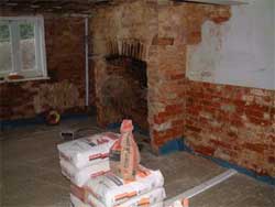 Living room  with the building work on going