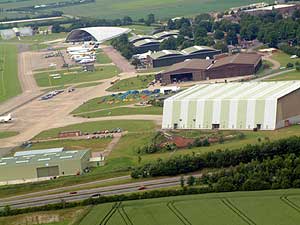 Looking back at Duxford after take-off