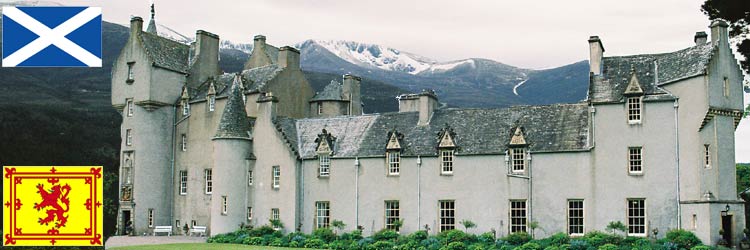 Ballindalloch castle with the Caingorms in the background