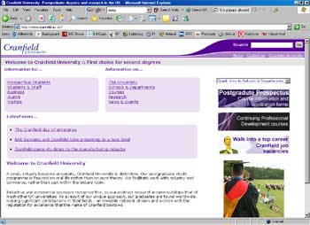 Cranfield homepage version 2